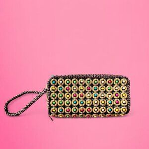Beaded boho wristlet clutch